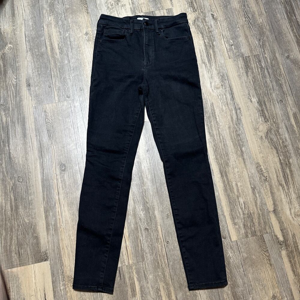 Good American Always Fits Good Waist Skinny High Rise Jeans in Black Sz 6-12